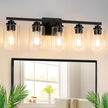5-Light Matte Black Bathroom Light Fixtures, 31