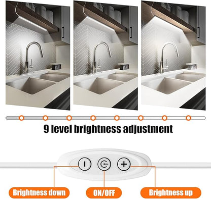 Under Cabinet Lights, 12 Inch Plug in Light Bar, LED Closet Light, 6000K Cool White Light, Ultra Thin Dimmable Light Bar, Suitable for Kitchen/Desk/Closet/Workbench