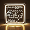 A Good Day Starts With Coffee And Ends With Wine Sign,Coffee Bar Sign Decor For CoffeeStantion,Desk Sign with Stand For Home Kitchen Bar Shelf Table,Gifts