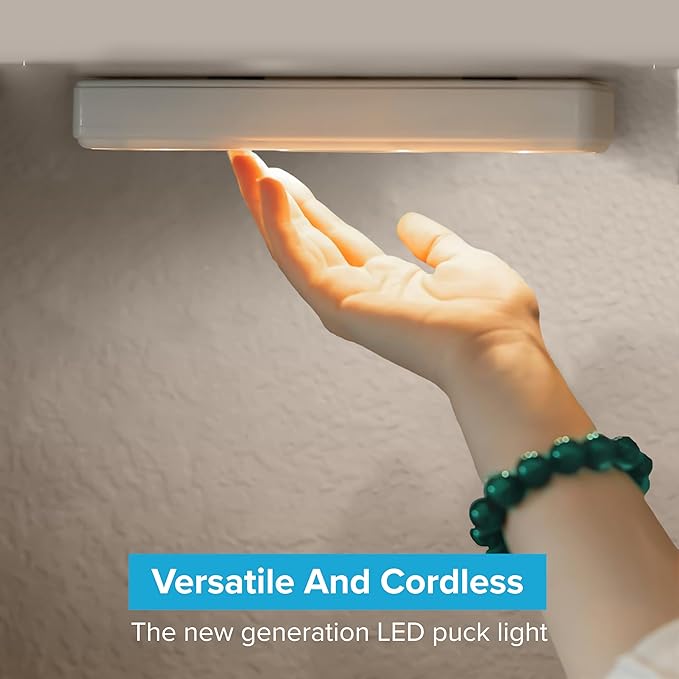 Brilliant Evolution Stick On Touch Wireless Lights with Remote - 8.5"L Battery-Powered LED Under Cabinet Lighting for Kitchen, Closet, Pantry - 2 Pack Easy Install and Adjustable Brightness, 80 Lumens
