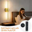 Battery Operated Wall Sconces Set of 2, Rechargeable Wall Sconces with Remote Control, LED Gold Wall Lights, 3000K-6000K Dimmable 360° Rotatable for Living Room, Bedroom, Hallway, 28''