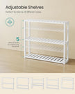 SONGMICS Bamboo Bathroom Shelf, 3-Tier Adjustable Plants Rack, Wall-Mounted or Stand, in The Living Room, Balcony, Kitchen, 5.9 x 23.6 x 21.3 Inches, Cloud White UBCB13W