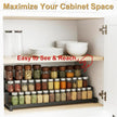 3-Tier Spice Rack Organizer for Cabinet, Expandable Kitchen Organizer 14.4 to 26.1 Inch Seasoning & Pantry Organizer for Countertop, Metal Non-Skid Step Storage Shelf for Condiments, Oils, Cans, Jars