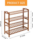 4 Tier Bamboo Shoe Rack, Free Standing Shoes Rack Shoe Shelf Shoe Organizer for Closet, Entryway, Bedroom, Living Room, Front Door, Studio, Bathroom