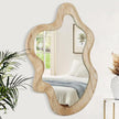 Large Asymmetrical Wall Mirror Irregular Wood Frame Mirror Modern Unique Wall-Mounted Artistic Wavy Mirror Decor Bathroom Vanity Bedroom Living Room Entryway Hallway 21.6