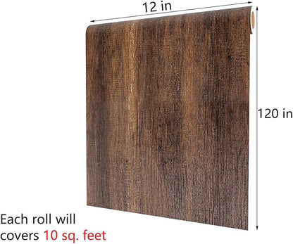 Decotalk Contact Paper Wood Grain Peel and Stick Wallpaper Self Adhesive Removable Brown Wood Contact Paper for Countertops Waterproof Vintage Wallpaper for Drawer Liner Cabinets Walls Desk 12"x120"