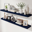 fuqing Dark Blue Floating Shelves 48 Inch, Solid Wooden Wall Shelves Set of 2, Rustic Floating Wall Shelves for Decor & Storage for Living Room Bedroom Bathroom