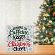Christmas Coffee Decor Christmas Sign Coffee Bar Station Decorations for Home Running On Caffeine Kisses Sign for Home Office Desk Table Cubicle Shelf Xmas Desk Accessories 5 x 5 inch