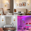 Battery Operated Wall Sconces Sets of 2, Indoor not Hardwired White Fabric lampshade Fixtures,Rechargeable Wireless 10 Colors Wall Lights with Dimmable Remote Control (20 inches)