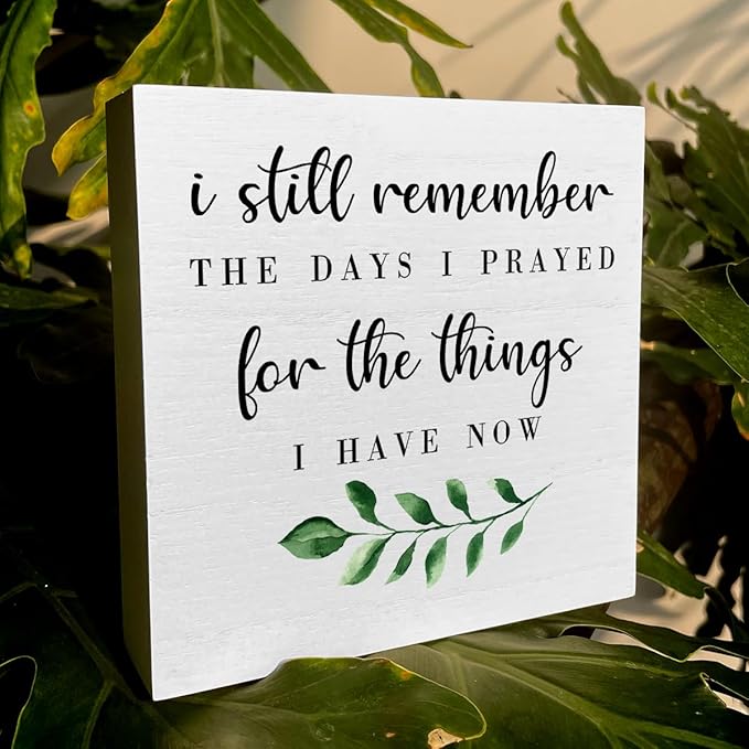 I Still Remember the Days I Prayed Artwork Wood Box Sign Rustic Farmhouse Style Wood Block Plaque 5 X 5 Inches Home Living Room Office Desk Sign Decor for Presents