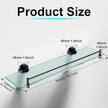 20 Inches Glass Shelves for Bathroom, Matte Black Floating Glass Shelf Stainless Steel Tempered Glass Bathroom Shelves for Wall Mount Modern