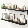 Fun Memories Deep Floating Shelves, 48W x 8D Floating Shelves Set of 2, Wall Mounted Shelf with Metal Brackets, Rustic Wood Wall Shelf for Bathroom, Kitchen and Living Room, Black
