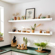 LaVie Home Floating Shelves for Wall Storage Set of 4, 47.2 Inch Picture Ledge Shelf, White Wall Shelves with Lip for Kitchen, Bedroom, Bathroom, and Living Room