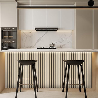 Arthome Wood Slat Wallpaper 17''x240'' Peel and Stick self Adhesive Wood Wallpaper PVC Vinyl Decorative Removable Wallpaper Waterproof Faux Wood Grating Stripe Contact Paper for Living Room (Oak)