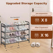 KANAV 4-Tier Expandable Shoe Rack – Adjustable Shoe Organizer & Shoe Storage for Closet, Entryway, and Front Door – Space-Saving Shoe Shelf and Rack Organizer for Home - Black