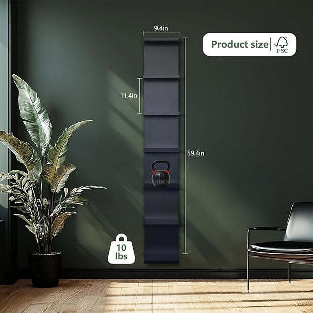 7-Tier Wall Shelf with 3 LED Lighting Modes, Multifunctional Wall Mounted Vertical Lack Shelf with Remote Control for Bedroom Living Room Vanity, Black
