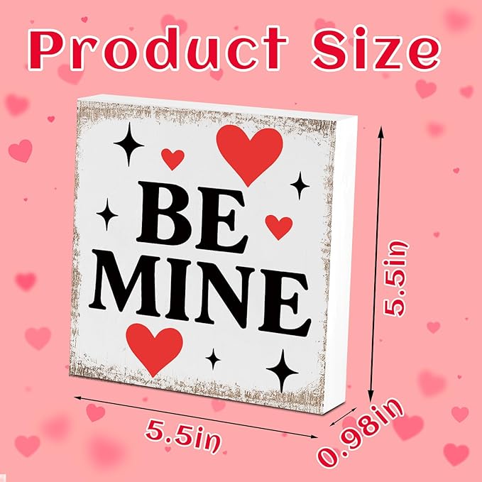 Valentines Desk Decor, Valentine's Day Home Office Table Sign for Wife Daughter from Dad Husband, Valentine Gifts Decorations for Porch Tiered Tray Shelf Party, Be Mine