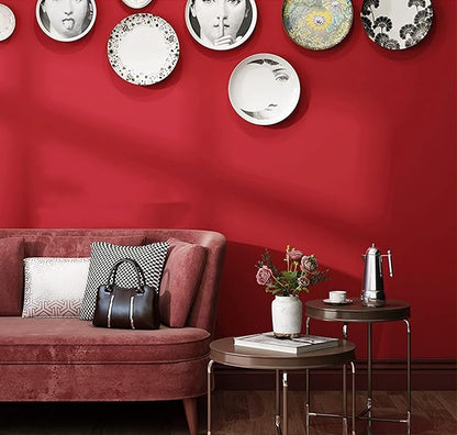 15.7" x 118" Thicken Red Wallpaper Red Contact Paper Solid Color Peel and Stick Wallpaper Matte Wallpapers for Cabinets Self Adhesive Wall Paper for Kitchen Countertops Wall