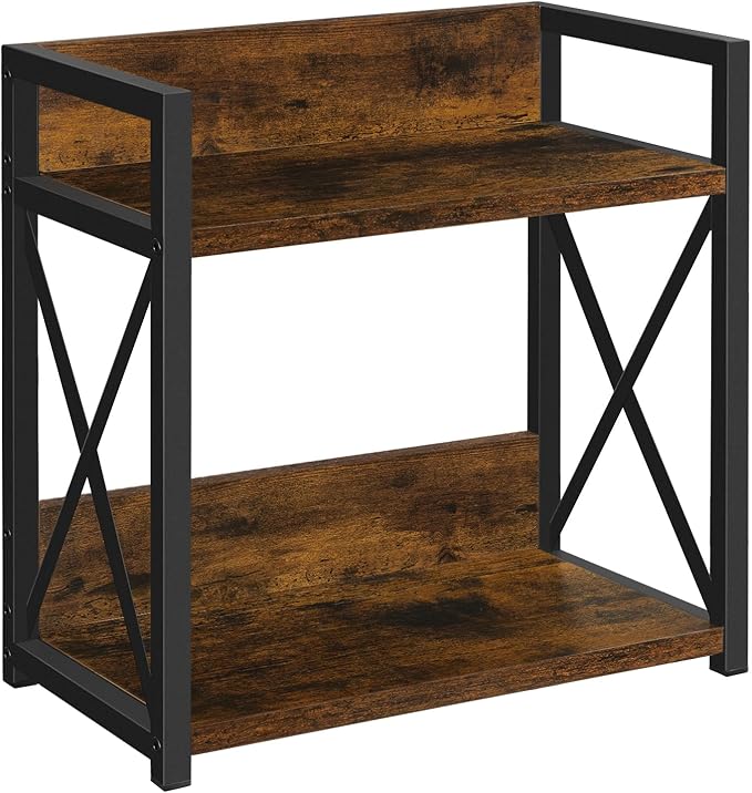 YINMIT Countertop Shelf Organizer,Coffee Bar Accessories,Spice Rack,Coffee Counter Shelf,2 Tier Coffee Organizer Station for Mugs,Cups,Cream,Syrup(Rustic Brown,Large)