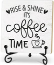 Coffee Desk Decor Sign, Coffee Time Sign With Stand For Farmhouse Home Kitchen Table, Wine Sign For Farmhouse Home Kitchen Bar Shelf Table, Gifts For Family Friend Coworker-07