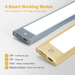 V4light Rechargeable Motion Sensor Under Cabinet Light, Magnetic LED Bar with 1500mAh Battery, Silver Aluminum Cabinet Lighting, Dimmable 3 Color Temperatures for Kitchen, Pantry & Closets (9 in)