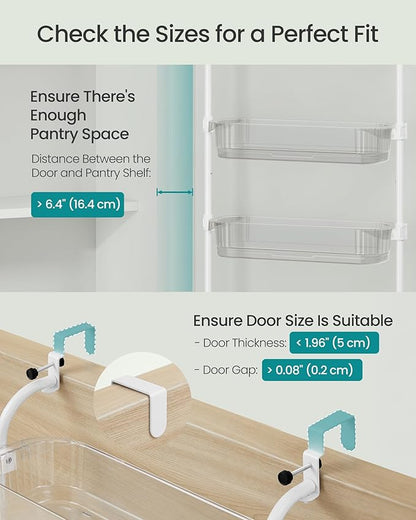 SONGMICS Over the Door Pantry Organizer, 6-Tier Kitchen Pantry Door Organizer with Adjustable Tall Baskets, Hanging Spice Rack, for Bedroom Bathroom Laundry Room, Transparent UKCS046WG01