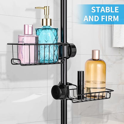 Clawfoot Tub Caddy(Shower Rod Not Included) - Stainless Steel Shower Shelves and Soap Caddy (Black)