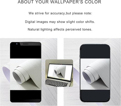 Grasscloth Textured Wallpaper White Peel and Stick 24inX393in Fabric Wall Paper Upgraded Thick Self-Adhesive Vinyl Contact Paper for Home Use