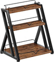HOOBRO 3-Tier Kitchen Spice Rack, Kitchen Countertop Shelf, Desk Shelf Organizer, Dresser Top Storage Rack, for Office, Living Room, Bathroom, Rustic Brown and Black BF10TL01