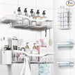 Shower Caddy Adhesive Shower Organizer 7-Pack, Rustproof Stainless Steel Bathroom Shelves, Large Capacity No-Drill Rack Storage Accessories with Soap Dish Toothbrush Holder Hooks