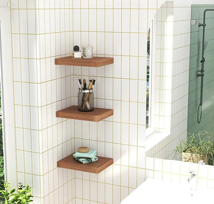 AquaTeak 12" Moa Teak Floating Wall Shelf - 12 Inch