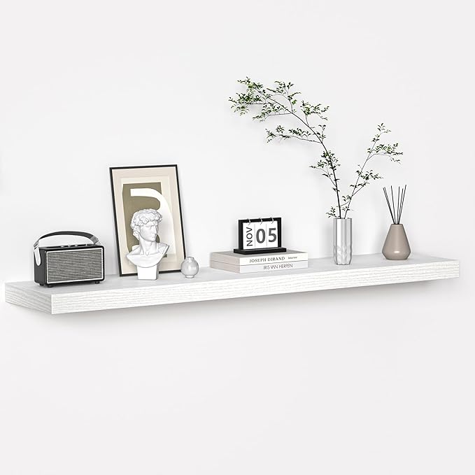 Floating Shelves - 10.3 Inch Deep Wall Shelf for Decor & Storage - Wall Mounted Display Shelving with Invisible Heavy-Duty Metal Bracket - 48