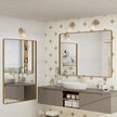 48x30 Inch Gold Bathroom Mirror for Wall, Brushed Brass Metal Framed Gold Vanity Mirror, Rounded Rectangle Golden Mirror, Shatterproof, Anti-Rust (Horizontal/Vertical)