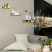 Cityelf Floating Shelves Wall Mounted Wall Decor Iron Glass Hanging Shelf Home Decor Set of 3 Display Ledge Shelves for Living Room Bedroom Office-Gold