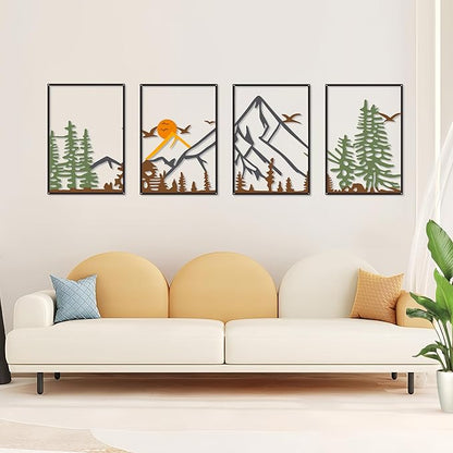 DICYWUDI Colorful Metal 47.24 x 15.7 inch Mountain Wall Decor – Minimalist Wall Art for or Indoor Kitchen Bathroom Bedroom Living Room Dining Room