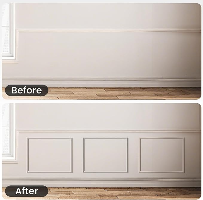 Peel and Stick Wainscoting Panels Kit, 3 Sets 16''x24'' Premade Wall Molding Peel and Stick Panels for Interior Wall Trim, Easy DIY Wainscoting Panels Peel and Stick Decor