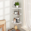 Fun Memories Corner Shelf Wall Mount, Wood Floating Corner Shelves, Corner Wall Shelf for Bedroom, Bathroom, Kitchen, Living Room (White, 3 Pack)