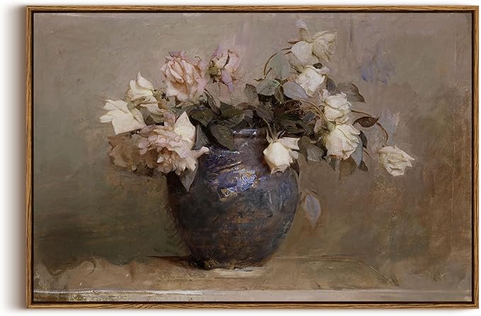 InSimSea Framed Canvas Wall Art Vintage Decor, Flower Large Wall Art, Floral Rustic Decorations for Living Room, Farmhouse Wall Decor for Living Room Bedroom, 20