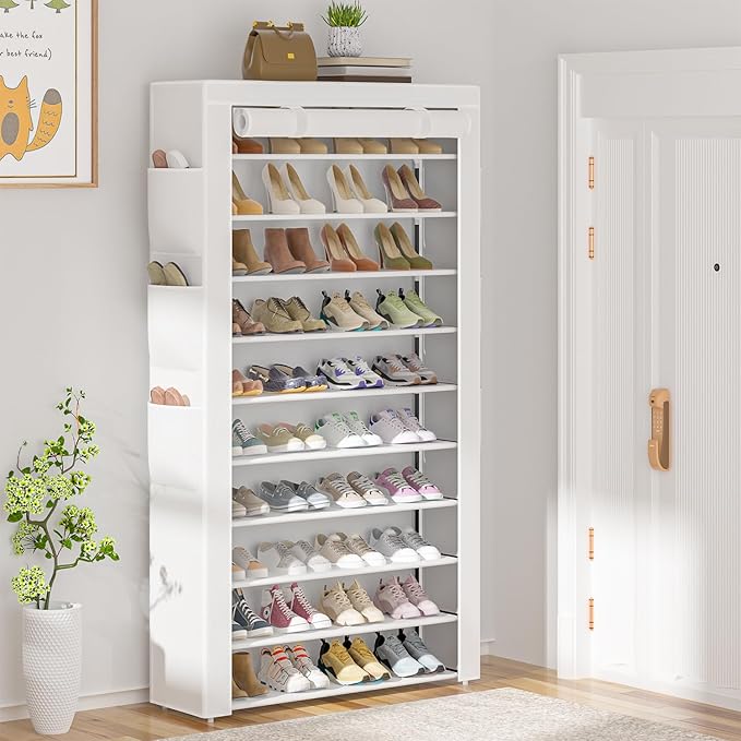 OYREL Shoe Rack 10Tier Large Capacity 50-56Pairs Beautiful Tall Shoe Shelf Free Standing Storage Cabinet Entryway Closet