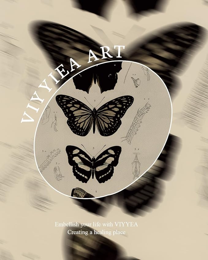 VIYYIEA Gold Framed Art Prints,12x16Inch, Butterfly Entomology Vintage Art Painting, Classical Scientific Decor for Library Bathroom Study Room Shelf, Rustic Farmhouse Canvas Picture