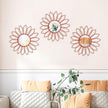 3 Pack Metal Mirrors for Wall Sunburst Wall Mirrors Home Décor Decorative Hanging Wall Art for Living Room Bedroom Entryway (Red, Flowers)