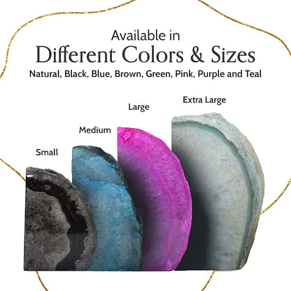 Nature's Decorations Agate Bookends - A Quality Green Geode with Non-Skid Rubber Bumpers for Shelves, Office, Home Decor, Heavy Duty Cute Stone (6-8 LB)