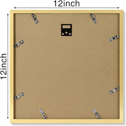 Vittanly 12x12 Picture Frames Set of 4, Display Pictures 8x8 with Mat or 12x12 without Mat, Gallery Frame for Wall Display, Engineered Wood with Shatter Resistant Plexiglass, Gold