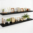IAE Floating Wall Shelves 55 inch,Bathroom Shelving Wall Mounted,Invisible Shelving Floating Kitchen Shelves,Wooden Wall Shelf with Brackets for Living Room Wall Mounted,Easy Install,Set of 2,Black