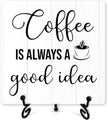 Coffee Sign Desk Decor, Coffee Is Always A Good Idea Sign With Iron Stand, Coffee Wood Plaque For Coffee Station Coffee Shop Home Kitchen Cafe, Farmhouse Coffee Bar Desk Shelf Decoration -01