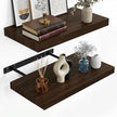 INHABIT UNION 20in Floating Shelves for Wall, Wall Mounted Shelves for Decor Storage Set of 2, Floating Shelf for Bedroom, Bathroom, Living Room and Kitchen（Dark Walnut）