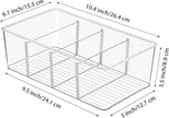 Vtopmart 4 Pack Food Storage Organizer Bins, Clear Plastic Bins for Pantry, Kitchen, Fridge, Cabinet Organization and Storage, 4 Compartment Holder Packets, Snacks, Pouches, Spice Packets