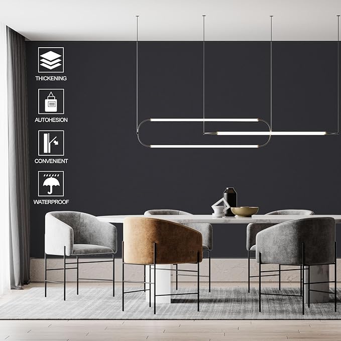 Amiya Black Peel and Stick Wallpaper Solid Color Textured Grey Contact Paper Self Adhesive Wallpaper Matte Removable Wall Paper Decorative Walls Decal Vinyl Roll A Set of15.7×1200"