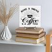 Vintage Coffee Bar Wooden Plaque Desk Sign, Farmhouse Wood Plaque Tabletop Decor for Cafe Bar Kitchen Office,Coffee Station Accessories 5.9x5.9Inch(Coffee- White02)