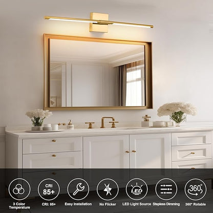40″ Gold Battery Operated Wall Sconces Set of Two, Dimmable Wall Sconces with Remote Control, Rechargeable Sconces Wall Lighting, LED Wireless Wall Lights for Bedroom, Living Room, Bathroom